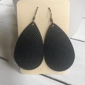 EUC Nickel + Suede Small Black Leather Earrings